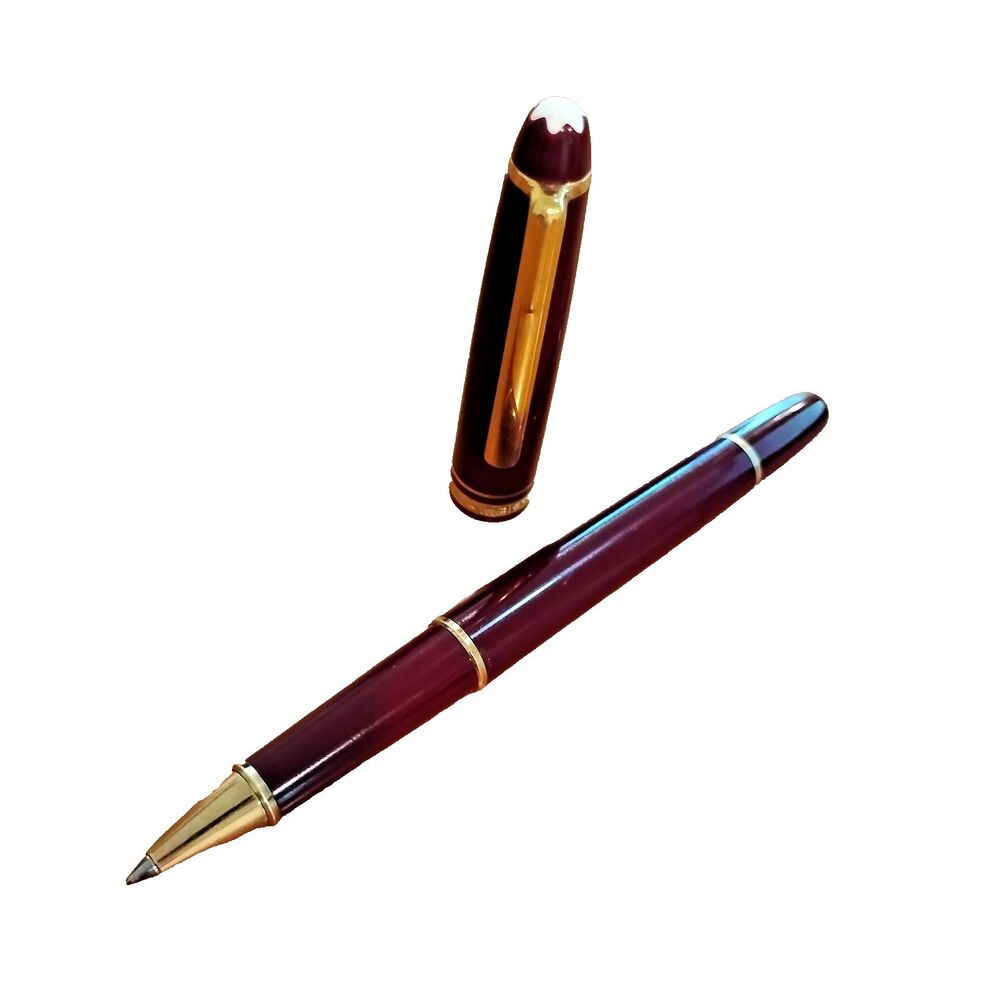 Montblanc Meisterstuck Gold Burgundy Plated Pen with Cap Rollerball Collectible - Picture 5 of 16